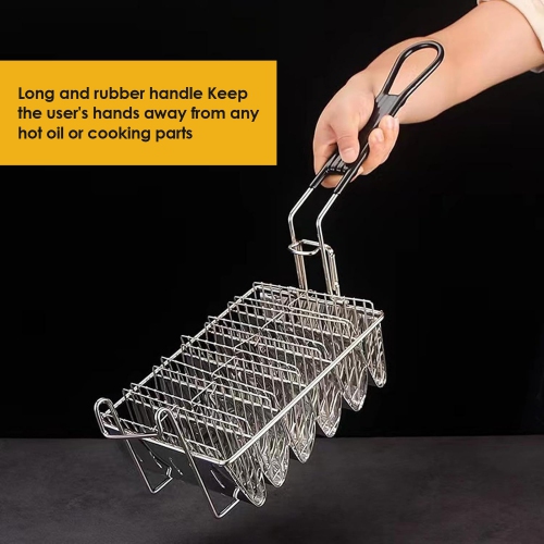 Fryer Basket, Shell Fryer, Holds 6 Shells Deep Fryer Taco Holders Basket With Grip Handle