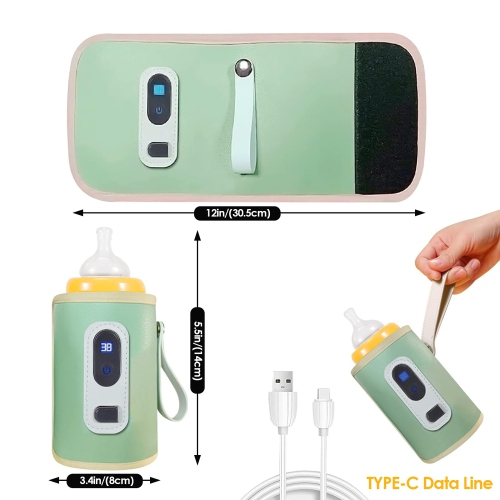 Portable Bottle Warmer, 5 Speeds Fast Baby Bottle Warmer for Travel Milk Heat Keeper Fast Baby Food Heater Milk Warmer for Outdoor