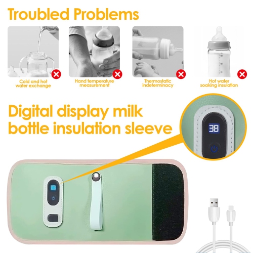 Portable Bottle Warmer, 5 Speeds Fast Baby Bottle Warmer for Travel Milk Heat Keeper Fast Baby Food Heater Milk Warmer for Outdoor