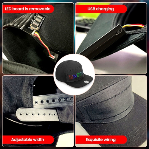 Casquette animée Bluetooth à DEL pour Hip hop Street Dance Party Parade Écran solaire Randonnée Night Running Fishing