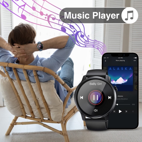 Smart Watch IP68 Waterproof,Fitness Tracker, Pedometer,Message Notification,Music Player, Compatible with iOS Android Phones