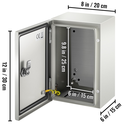 VEVOR 12'' x 8'' x 6'' NEMA Steel Enclosure,NEMA 4X Steel Electrical Box, IP66 Waterproof & Dustproof Electrical Enclosure Box, Outdoor/Indoor