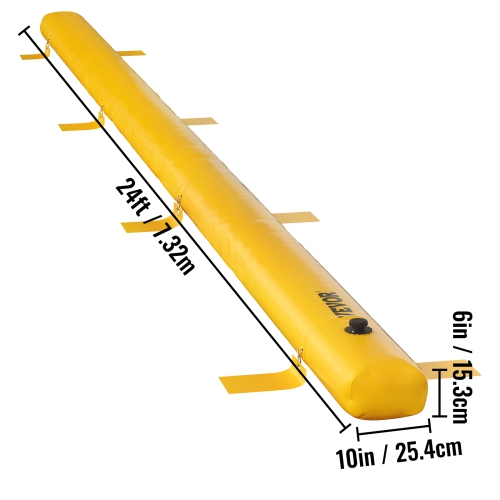 VEVOR 24 ft Length Flood Barrier, 6 in Height, Water Barrier for Flooding with Great Waterproof Effect, Reusable PVC Water Diversion Tubes, Flood