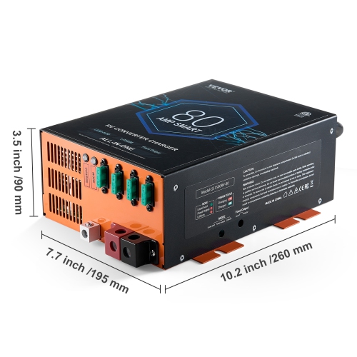 Convertisseur pour VR VEVOR de 80 A, chargeur de batterie CA à CC 12&nbsp;V pour VR de 110&nbsp;V avec chargeur intelligent à 4 étapes 13&nbsp;V à