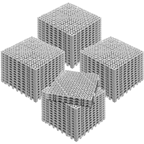 VEVOR 55 Pack Modular Interlocking Cushion, 12" x 12", Soft PVC Interlocking Drainage Floor Tiles, Non-Slip Drainage Holes for Restroom, Bathroom,