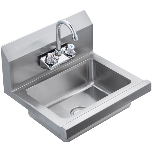 VEVOR 17 x 12.8 inch Commercial Hand Sink with Faucet, NSF Stainless Steel Sink for Washing, Small Hand Washing Sink, Wall Mount Hand Basin, Utility