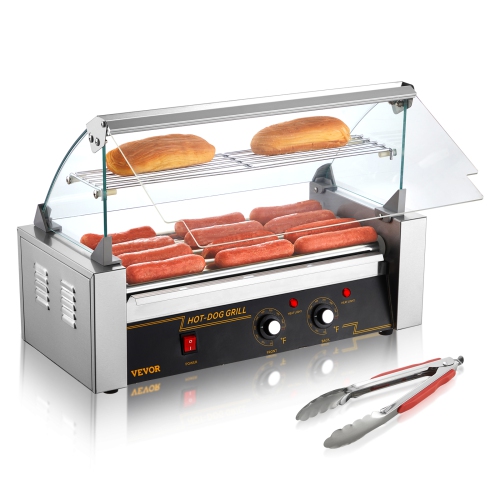 VEVOR  750W Stainless Sausage Grill Cooker Machine, Hot Dog Roller 5 Rollers 12 Hot Dogs Capacity