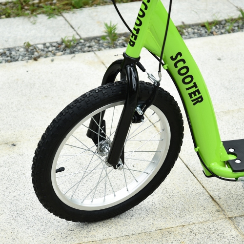 Trottinette Aosom pour enfants de 5 ans et plus, trottinette pour enfants avec guidon réglable, deux freins avant et arrière, roues gonflables, vert