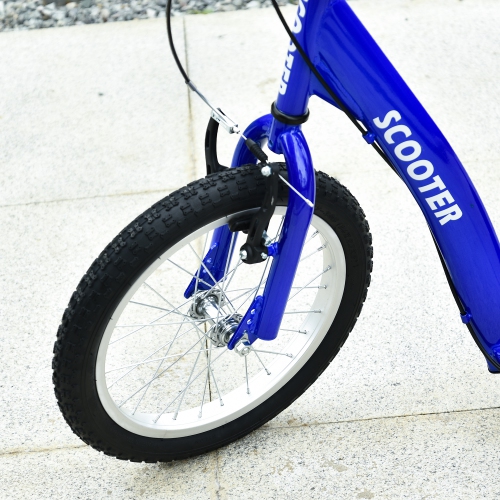 Trottinette Aosom pour enfants de 5 ans et plus, trottinette pour enfants avec guidon réglable, deux freins avant et arrière, roues gonflables, bleu