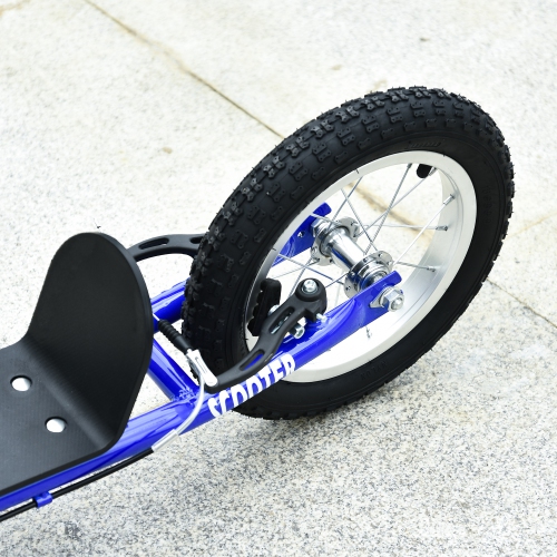 Trottinette Aosom pour enfants de 5 ans et plus, trottinette pour enfants avec guidon réglable, deux freins avant et arrière, roues gonflables, bleu