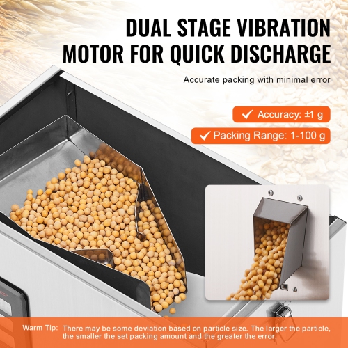 VEVOR 0.002-0.22lbs/1-100g Automatic Particle Packaging Machine, Multi-Function Pouch Powder Sachet Weighting Filling Packing Machine, Powder Filler