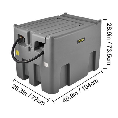 VEVOR 116 Gallon Diesel Tank, 10 GPM Flow Rate, Diesel Fuel Tank with 12V Electric Transfer Pump and 13.1ft Rubber Hose, PE Diesel Transfer Tank for
