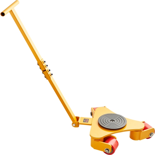 VEVOR 6614 LBS/3T Carbon Steel Machinery Moving Skate Dolly,Industrial Machinery Mover with Handle,with 3 360° Swivel PU Wheels, 360° Rotation