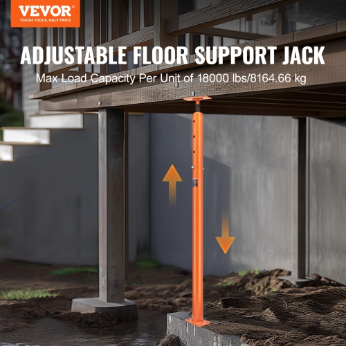 VEVOR House Floor Jack, 56"-100" Height Range, 18000 lbs Max Load Capacity, Adjustable Support Beam Basement Jack Post Pole for Leveling, Lift