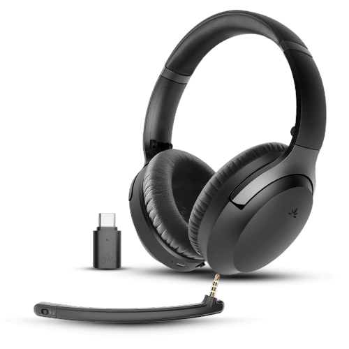 Avantalk Aria Pro 3 - Bluetooth 5.3 Noise-Cancelling Headphones with Detachable Mic & USB-C Dongle for Work Calls & Music in Noisy Office or at Home,