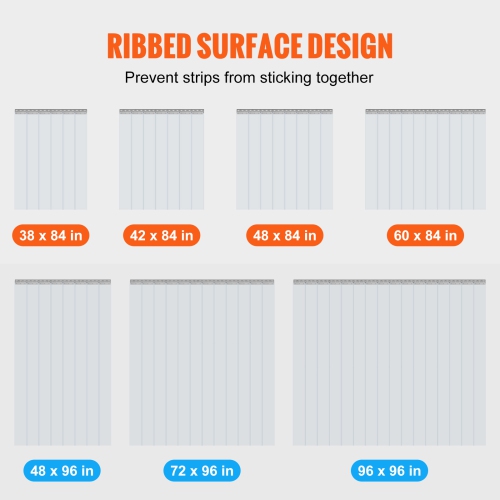 VEVOR Strip Curtain, 84" Height x 38" Width, 0.08" Thickness, 6PCS Clear PVC Strip Door Curtain, Freezer Curtain, Plastic Door Strips for Walk in