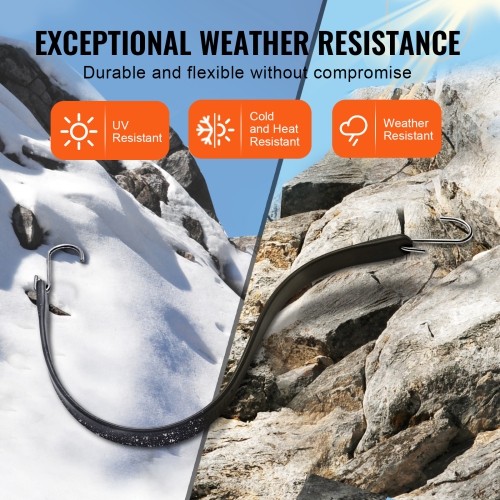 VEVOR 50 Piece Flat Bungee Cord, 19.8 mm Heavy Duty Bungee Straps with Steel S-Hooks, 21" Elastic Bungee Rope for Cargo, Tarps, Trucks and Tent, Black