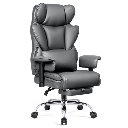 Coolse Big & Tall Executive Chair - 500LB Capacity, Adjustable Arms, Footrest & Lumbar Support, High Back PU Leather Gaming Chair for Adults
