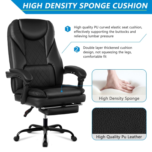Coolse Big & Tall Executive Office Chair with Footrest, Reclining High Back Leather Desk Chair, Lumbar Support & Padded Armrests – Ergonomic Home