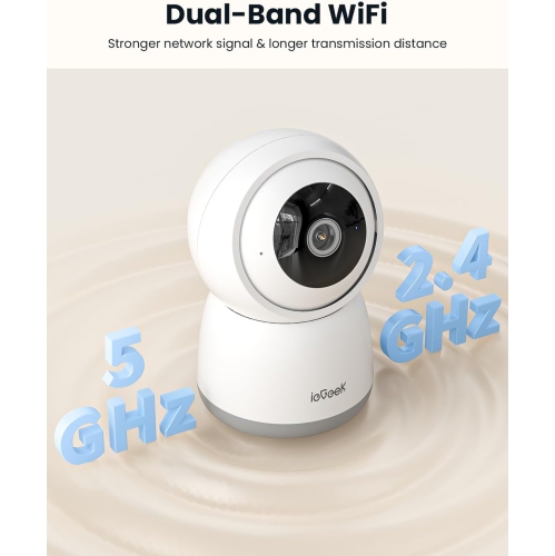 ieGeek 5MP Indoor Security Camera,5G&2.4G WiFi Baby Monitor Pet Cameras,Video Cam with Phone App,Smart Motion Sensor,Auto Tracking,PTZ 360° Dog Cam,