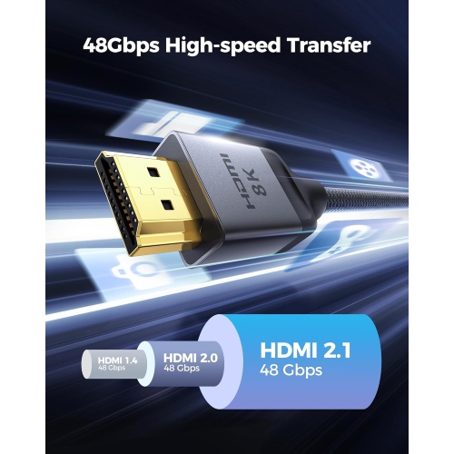 10K 8K HDMI 2.1 Cable 40FT, Ultra High Speed [10K 8K@60Hz, 4K@240Hz 144Hz 120Hz] 48Gbps, HDR 10+, eARC, ARC, HDCP 2.2 & 2.3, Compatible for