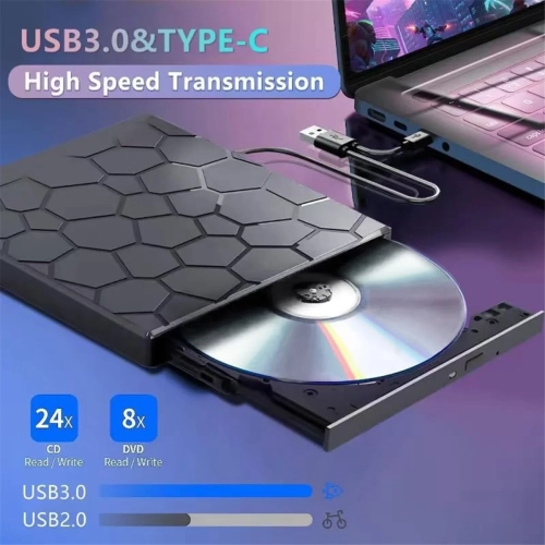 External CD/DVD Drive for Laptop, 7 IN 1 USB 3.0 DVD Player, Burner Writer, External Disk Drive, Optical Drive Compatible with Laptop, PC