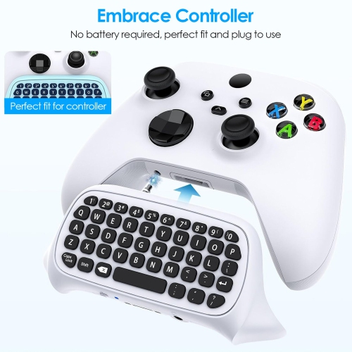 Wireless Controller Keyboard for Xbox Series X/S, Mini QWERTY Keyboard Gaming Chatpad with Audio/Headset Jack