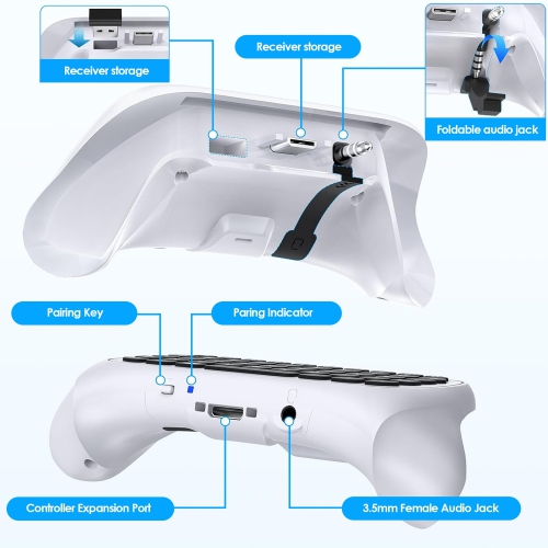 Wireless Controller Keyboard for Xbox Series X/S, Mini QWERTY Keyboard Gaming Chatpad with Audio/Headset Jack