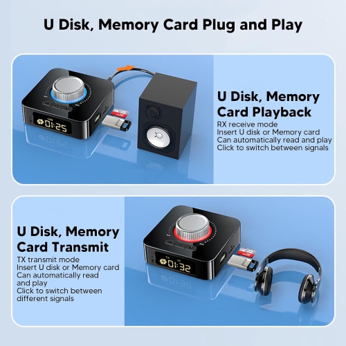 Digital display 5.0 Bluetooth audio receiver transmitter 2 in 1 AUX audio adapter converter 2in1 new