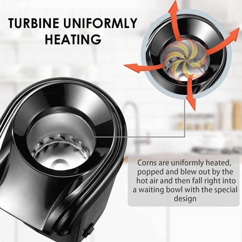 machine à maïs soufflé domestique de 1200 w : éclate rapidement en 3 minutes, avec un taux de maïs soufflé allant jusqu'à 98 %, sans huile,