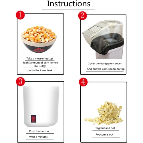 machine à maïs soufflé domestique de 1200 w : éclate rapidement en 3 minutes, avec un taux de maïs soufflé allant jusqu'à 98 %, sans huile,