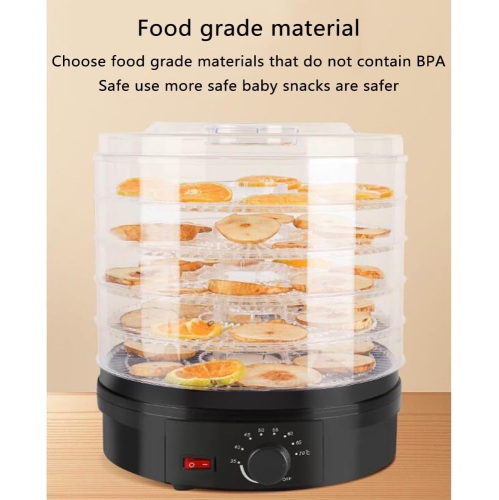 Deshidratador de frutas y verduras o secador de alimentos para frutas, verduras y carne seca, rango de temperatura ajustable de 35 a 70°C, 5 bandejas