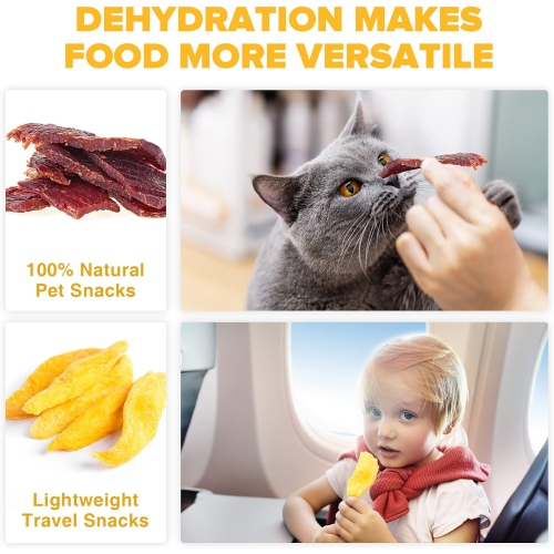 Deshidratador de frutas y verduras o secador de alimentos para frutas, verduras y carne seca, rango de temperatura ajustable de 35 a 70°C, 5 bandejas