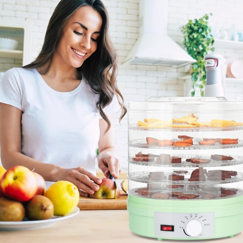Deshidratador de frutas y verduras o secador de alimentos para frutas, verduras y carne seca, rango de temperatura ajustable de 35 a 70°C, 5 bandejas