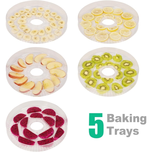 Deshidratador de frutas y verduras o secador de alimentos para frutas, verduras y carne seca, rango de temperatura ajustable de 35 a 70°C, 5 bandejas