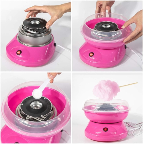Homemade Electric Cotton Candy Machine for Families and Kids - Safe and Spill-proof Design, One-Button Operation, Easy to Use, Non-Slip Suction Cup