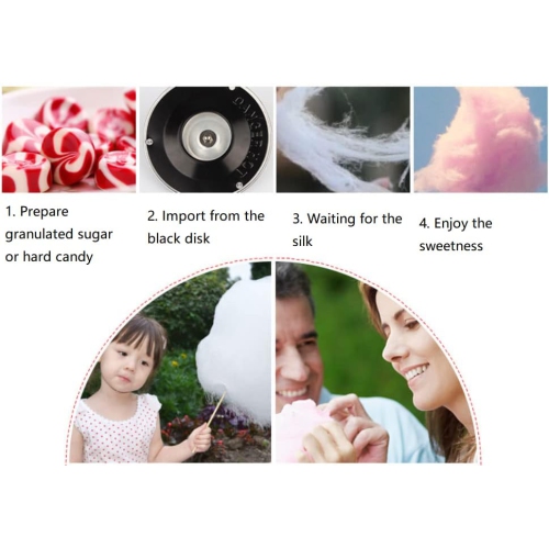 Homemade Electric Cotton Candy Machine for Families and Kids - Safe and Spill-proof Design, One-Button Operation, Easy to Use, Non-Slip Suction Cup
