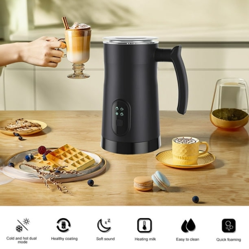 4 in 1 Electric Milk Frother Large Capacity Electric Milk Frother Stainless Steel One-button Operation Quiet Operation Hot and Cold Double