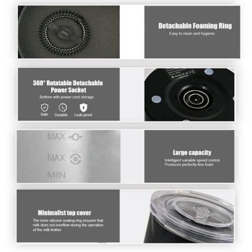 4 in 1 Electric Milk Frother Large Capacity Electric Milk Frother Stainless Steel One-button Operation Quiet Operation Hot and Cold Double