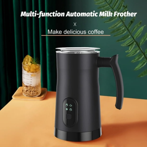 4 in 1 Electric Milk Frother Large Capacity Electric Milk Frother Stainless Steel One-button Operation Quiet Operation Hot and Cold Double