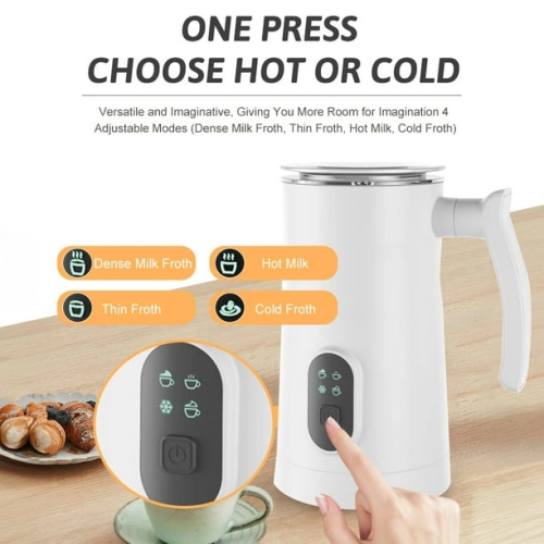 4 in 1 Electric Milk Frother Large Capacity Electric Milk Frother Stainless Steel One-button Operation Quiet Operation Hot and Cold Double