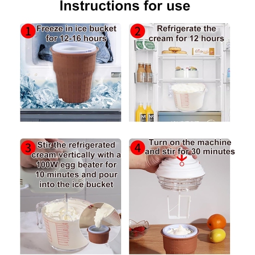 Mini machine ice cream machine, DIY soft ice cream, 400ml unique appearance home ice cream machine, simulated manual stirring, easy to clean and