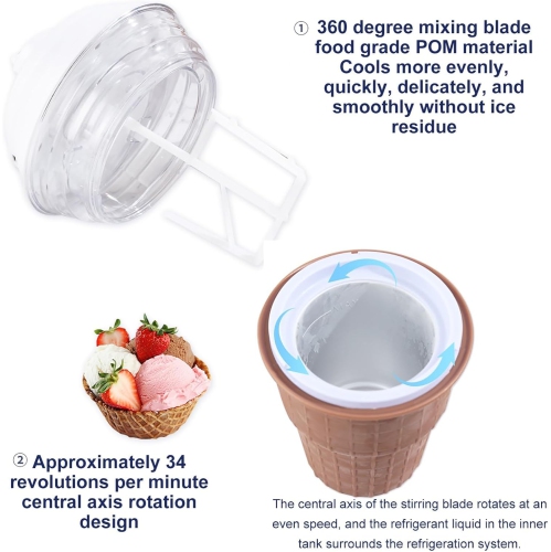 Mini machine ice cream machine, DIY soft ice cream, 400ml unique appearance home ice cream machine, simulated manual stirring, easy to clean and