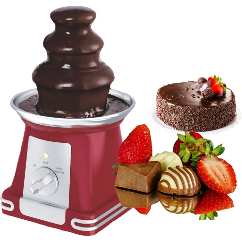 GREEN SCENIC  Three-Tie Mini Chocolate Fountain, Removable/easy to Clean, Knob Control + Easy to Use, Roaster, Chocolate Dipping - for Fruit, Gourmet