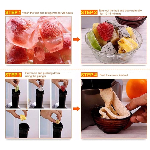 220W Frozen Fruit Ice Cream Machine, DIY Healthy Soft Ice Cream, Smoothie, Frozen Yogurt, No Additives and Artificial Colors, Dessert Machine