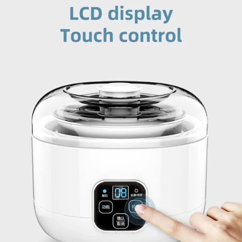 Yogourtière Smart LCD de 1 L - Acier inoxydable, grande capacité, couvercle transparent, 100 % sans additifs, compact et facile à nettoyer, avec