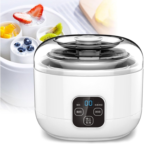 Yogourtière Smart LCD de 1&nbsp;L – Acier inoxydable, grande capacité, couvercle transparent, 100 % sans additifs, compact et facile à nettoyer