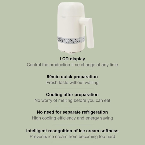 300ml ice cream machine, digital display, no pre-cooling required, multi-function, 6 functions, enhanced cold retention, home use fully automatic,