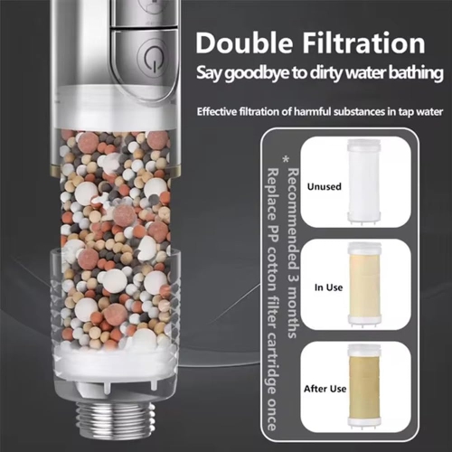 Pomme de douche portative à ultra haute pression, décharge d'eau à une touche, pomme de douche massante à 4 vitesses avec filtre, accessoires de