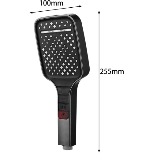 High Pressure Shower Head Removable 7-Mode Rain Shower Head Handheld Shower Head - Black（Shower head only）